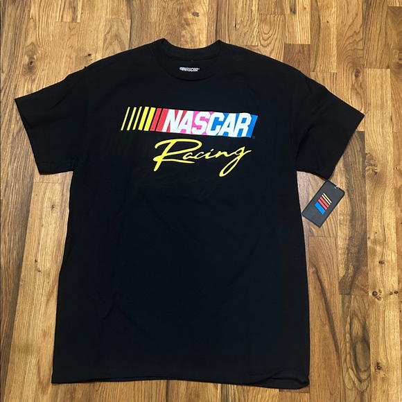 💕5/$15 Nascar Black Tee with Colorful Logo, NEW - Picture 2 of 3